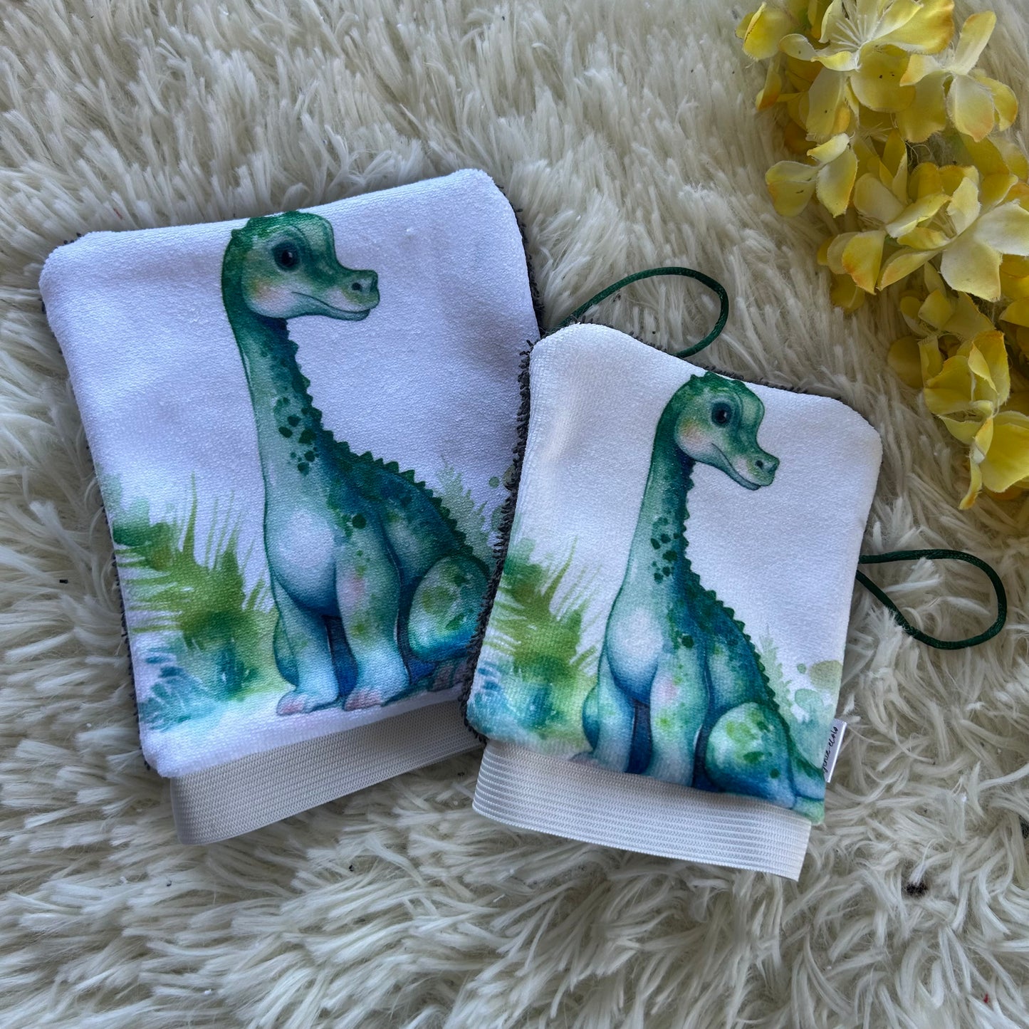 Mitaine de bain dino