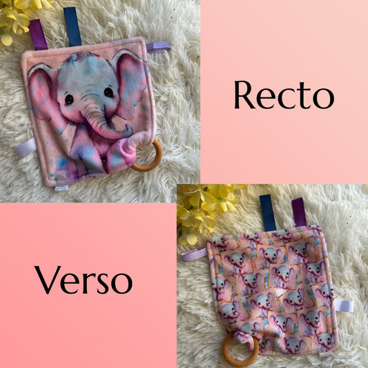 Doudou étiquette elephant