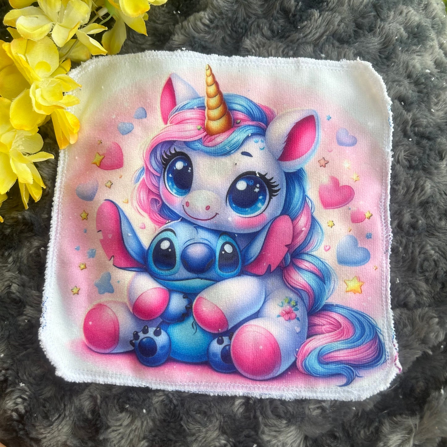 Débarbouillette licorne stitch