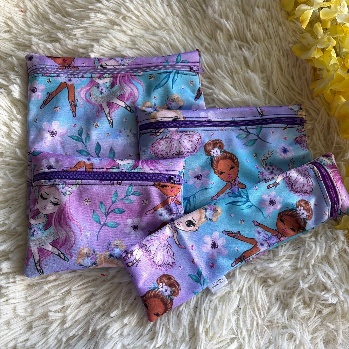 Kit sac à sandwich/collation/ustencile fée ballerine