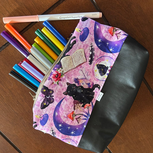 Trousse de crayon / maquillage chat sorciere  Halloween
