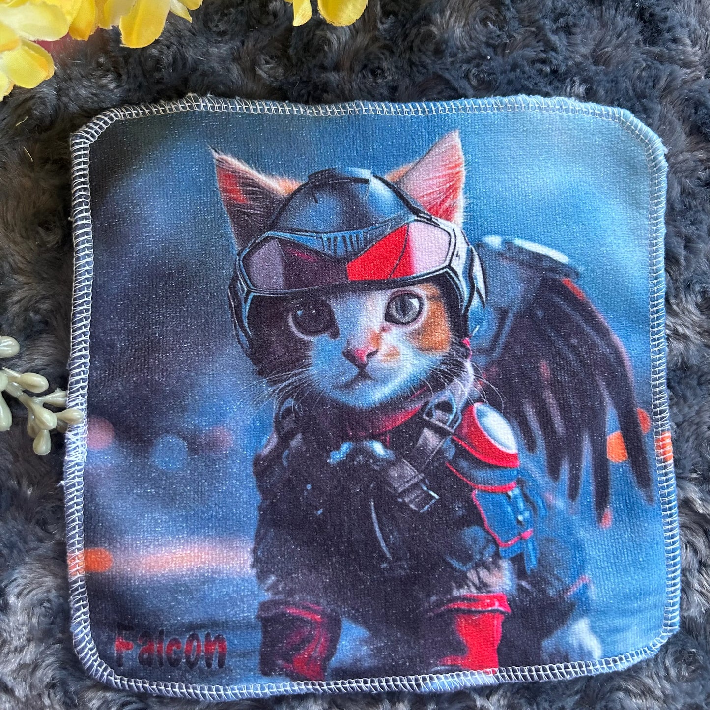 Débarbouillette chat super héros