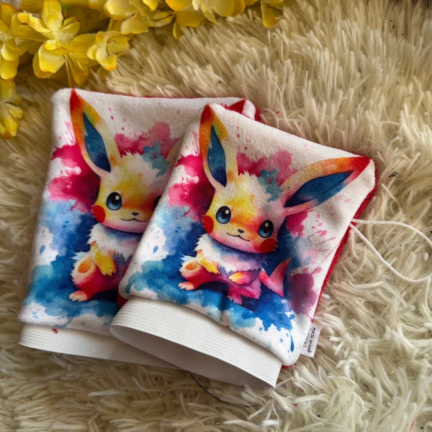 Mitaine de bain monstre poke jaune
