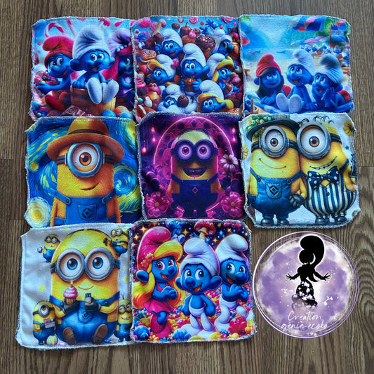 Débarbouillette personnage bleu et jaune