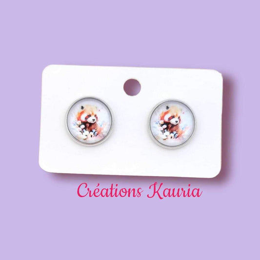 Boucle d’oreille panda roux Kauria