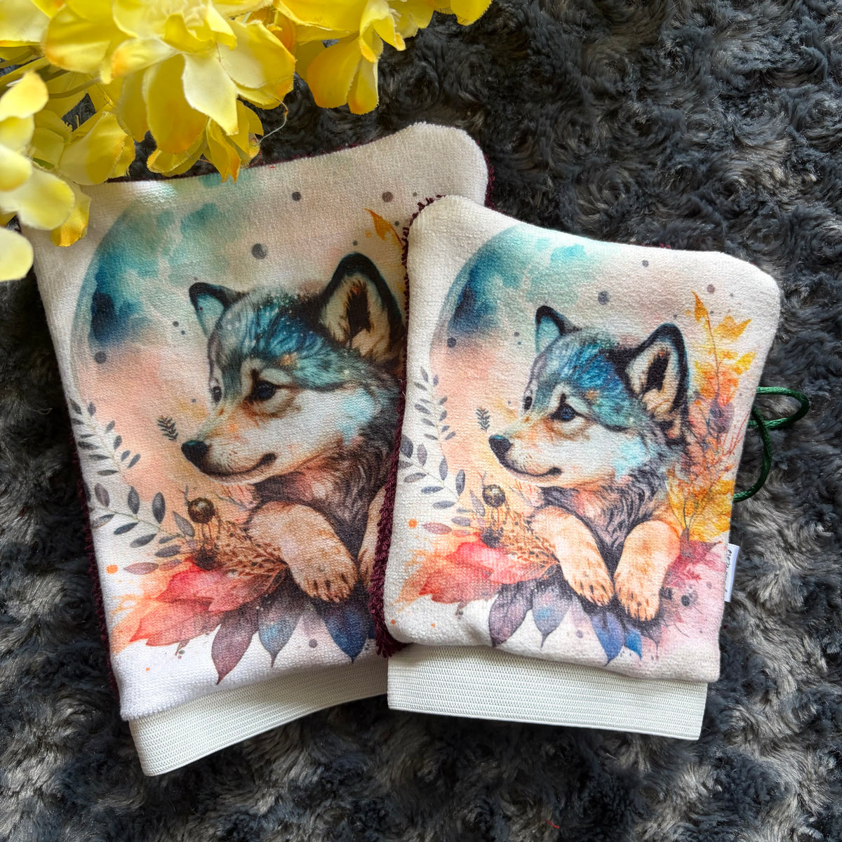 Mitaine de bain loup