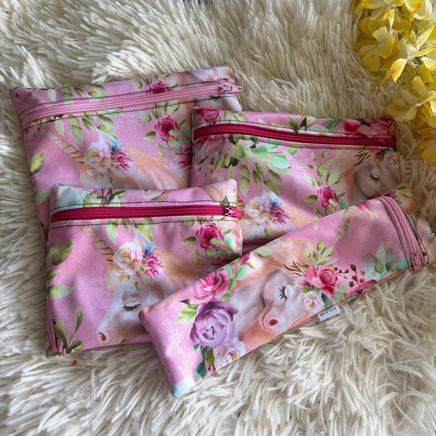 Kit sac à sandwich/collation/ustencile licorne