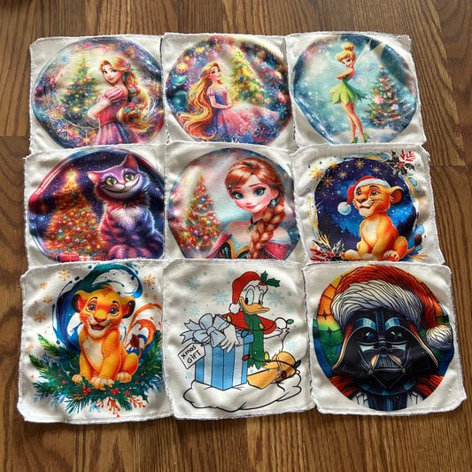 Débarbouillette personnage princesse , lion noel