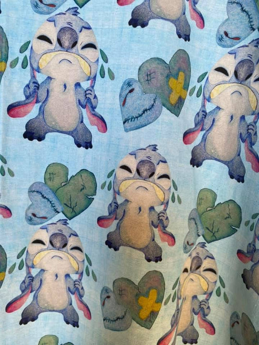 Serviette hygiénique lavable  coton lycra extraterrestre bleu