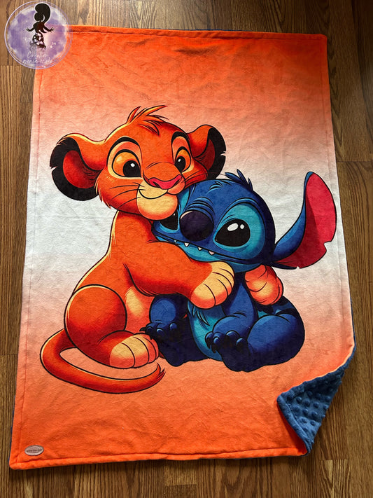 Doudou 30x40 lion, extraterrestre bleu