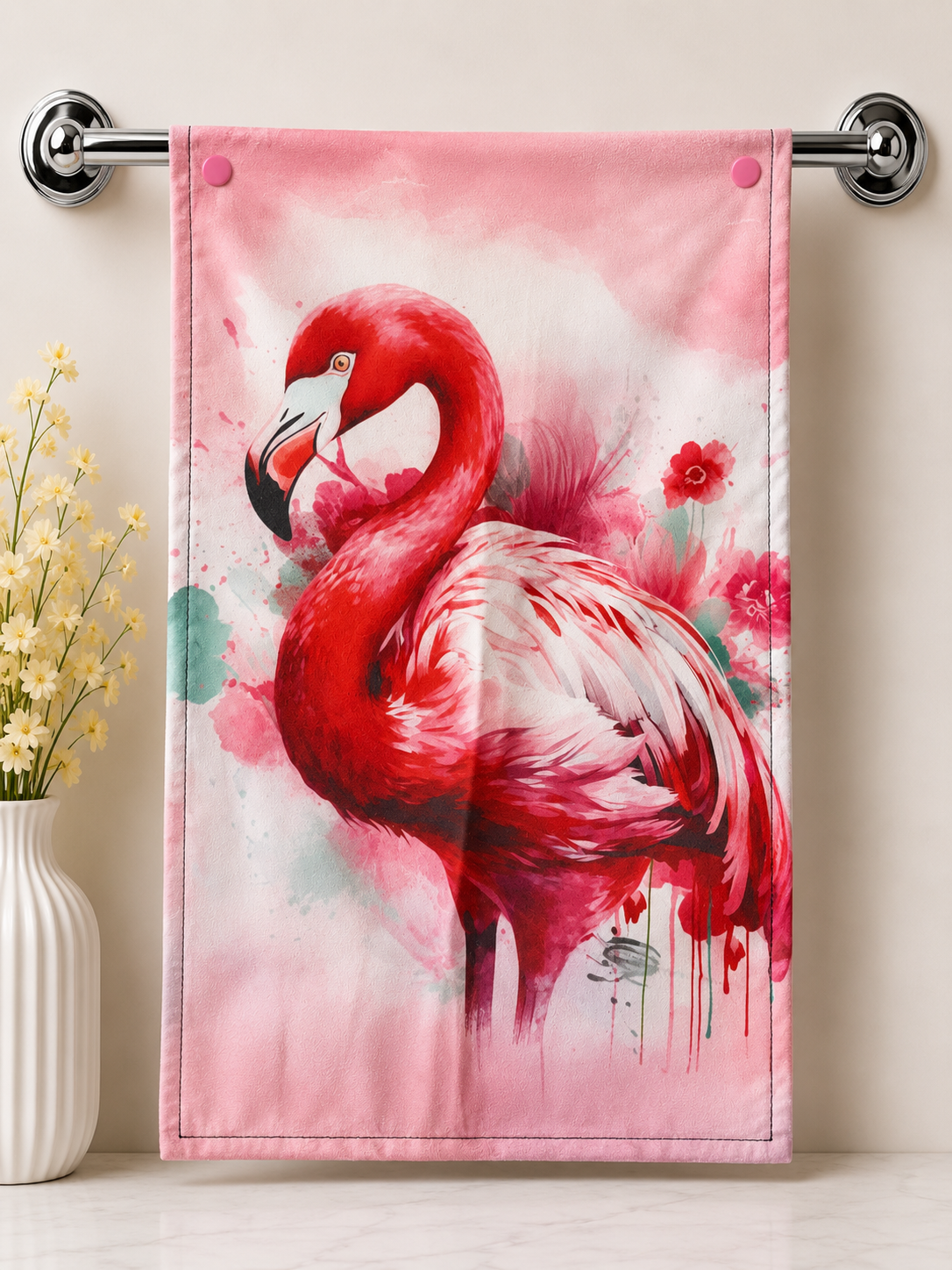 Serviette à main flamant