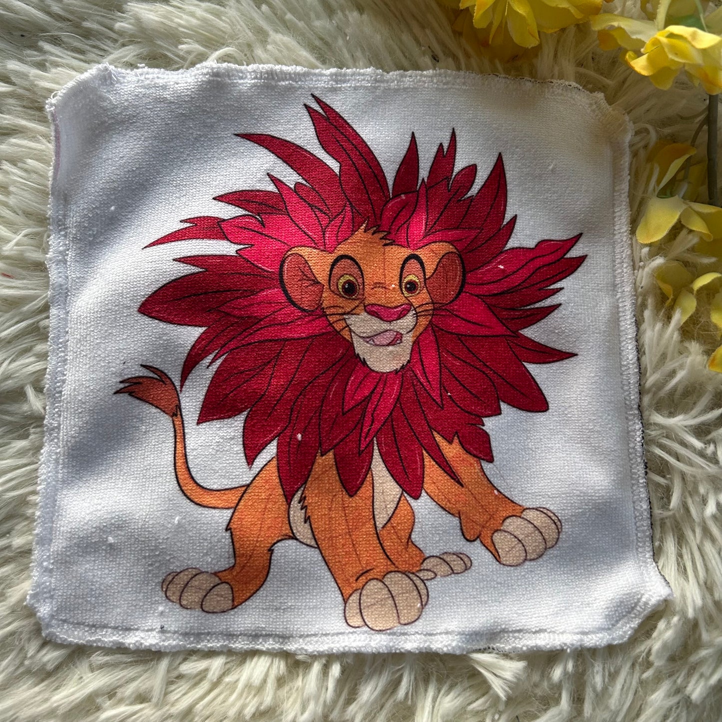 Débarbouillette personnage lion hockey