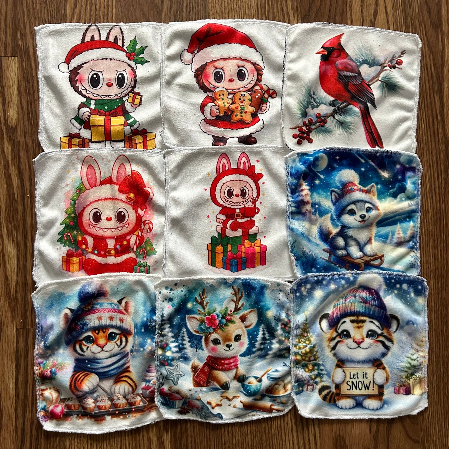 Débarbouillette personnage animaux noel