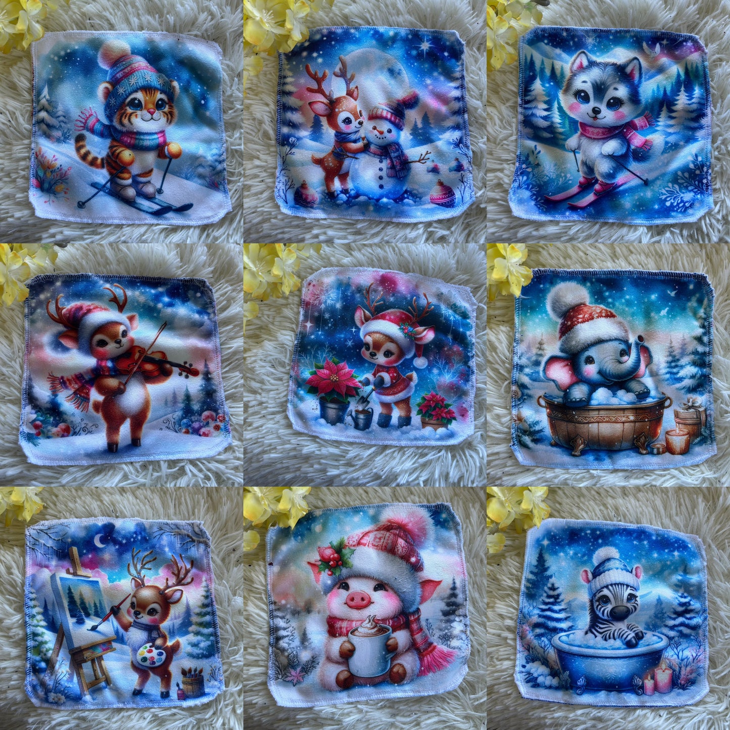 Débarbouillette animaux hivers