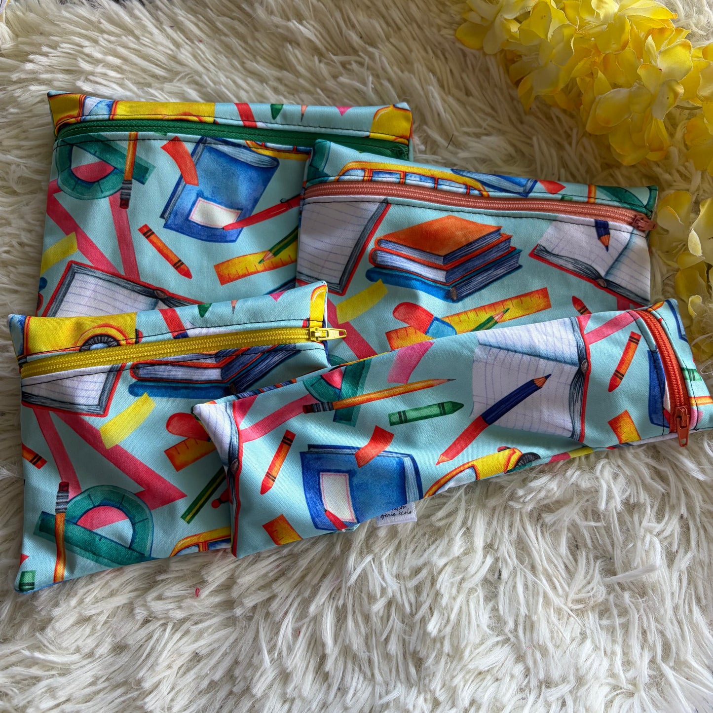 Kit sac à sandwich/collation/ustencile personnage école