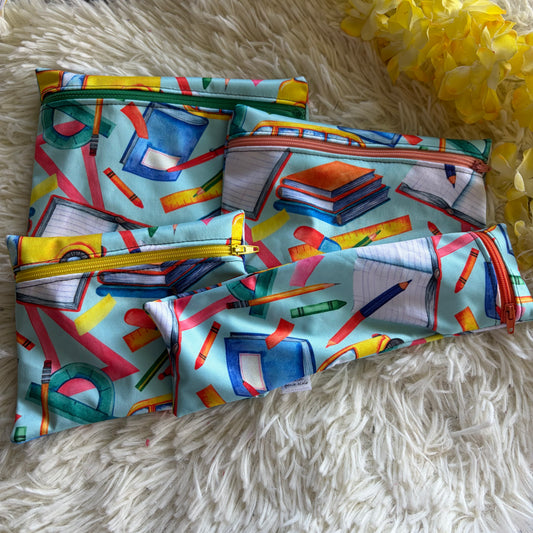 Kit sac à sandwich/collation/ustencile personnage école