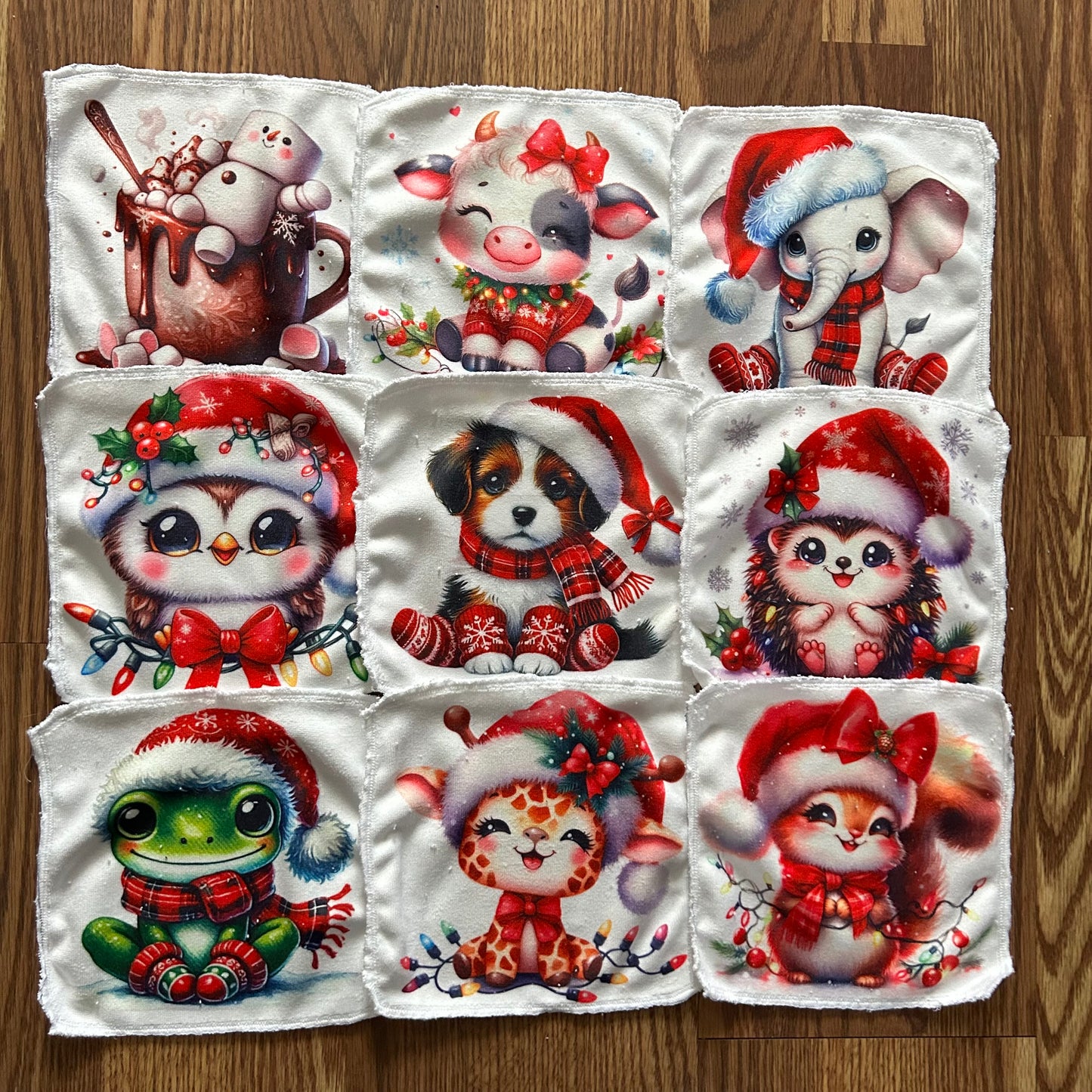 Débarbouillette personnage animaux noel