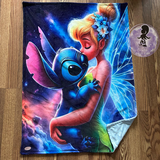 Doudou 30x40 fée extraterrestre bleu
