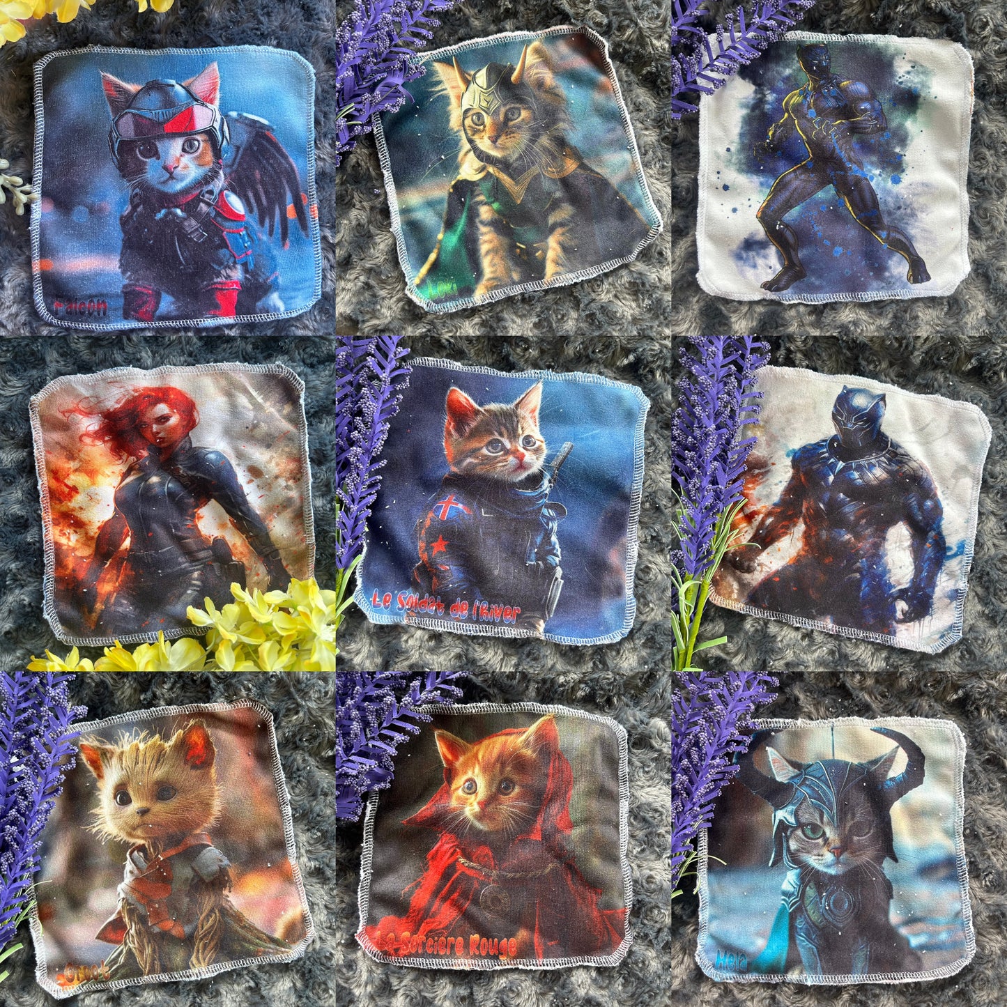 Débarbouillette chat super héros