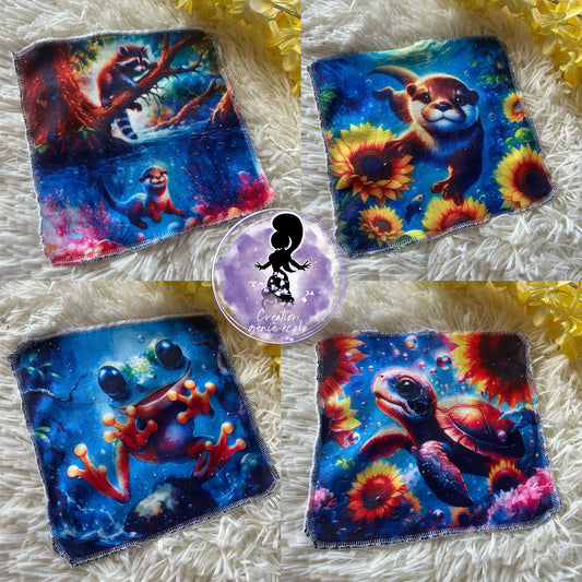 Débarbouillette  animaux tournesol